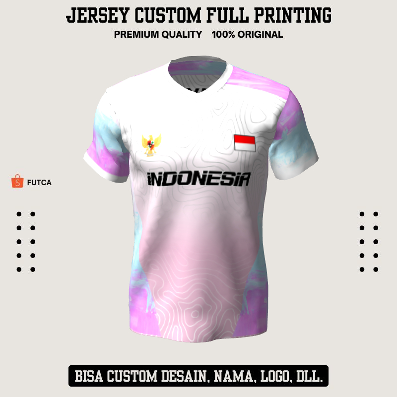 Kaos Jersey Futsal Pink Putih Motif Abstrak Liquid 316 - Jersey Olahraga Custom Full Printing
