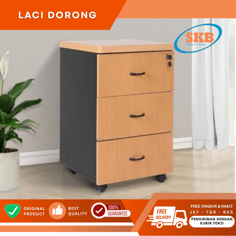 Laci Dorong 3 Laci Kantor Dorong Rak Arsip File Berkas Office Filling Cabinet Meja Kantor 3 Laci