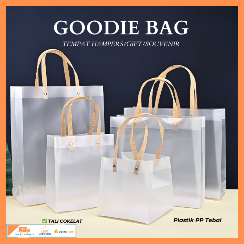 

[DEIRI]Tas Hampers Mika PP Doff Polos Transparan Tali Coklat/ Plastik Bag Transparan Souvenir Ramadhan/ Christmas/ Goodie Bag Transparan Doff Serbaguna