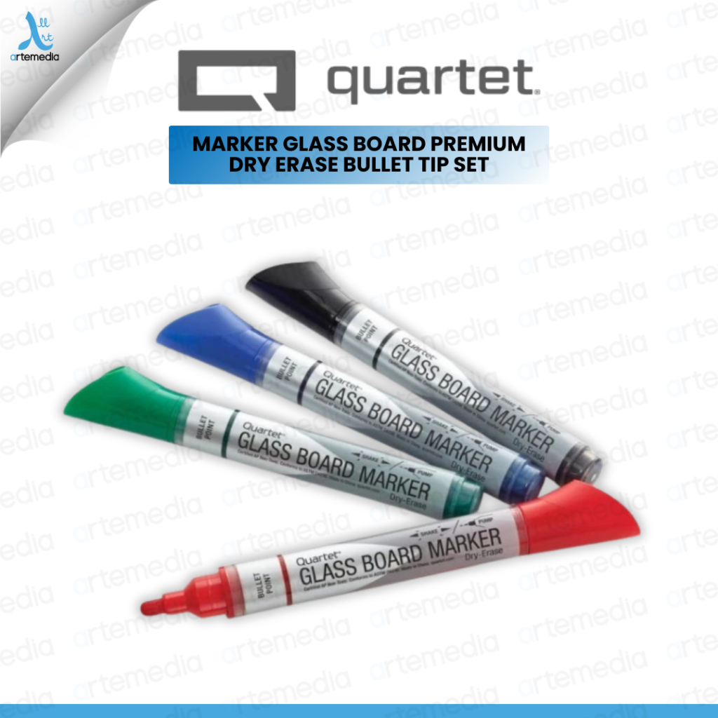 

Quartet Spidol Marker Dry Erase Premium Set 4 Spidol Bullet Tip untuk Papan Tulis Kaca/Glass Board