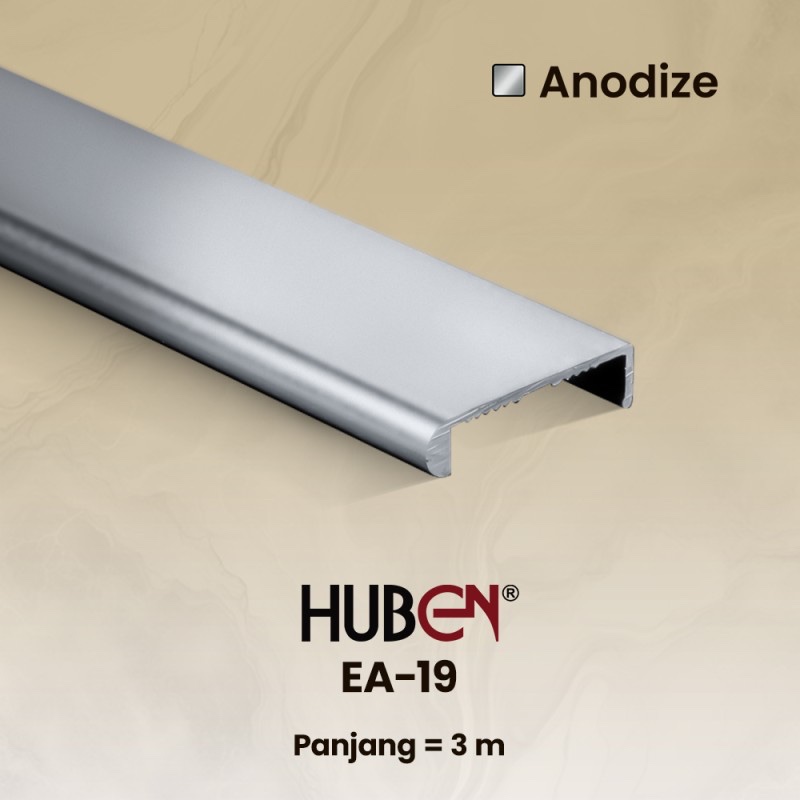 HUBEN Profil Handle Edging Aluminium EA 19 / Profil Edging EA 19 Anodize/silver