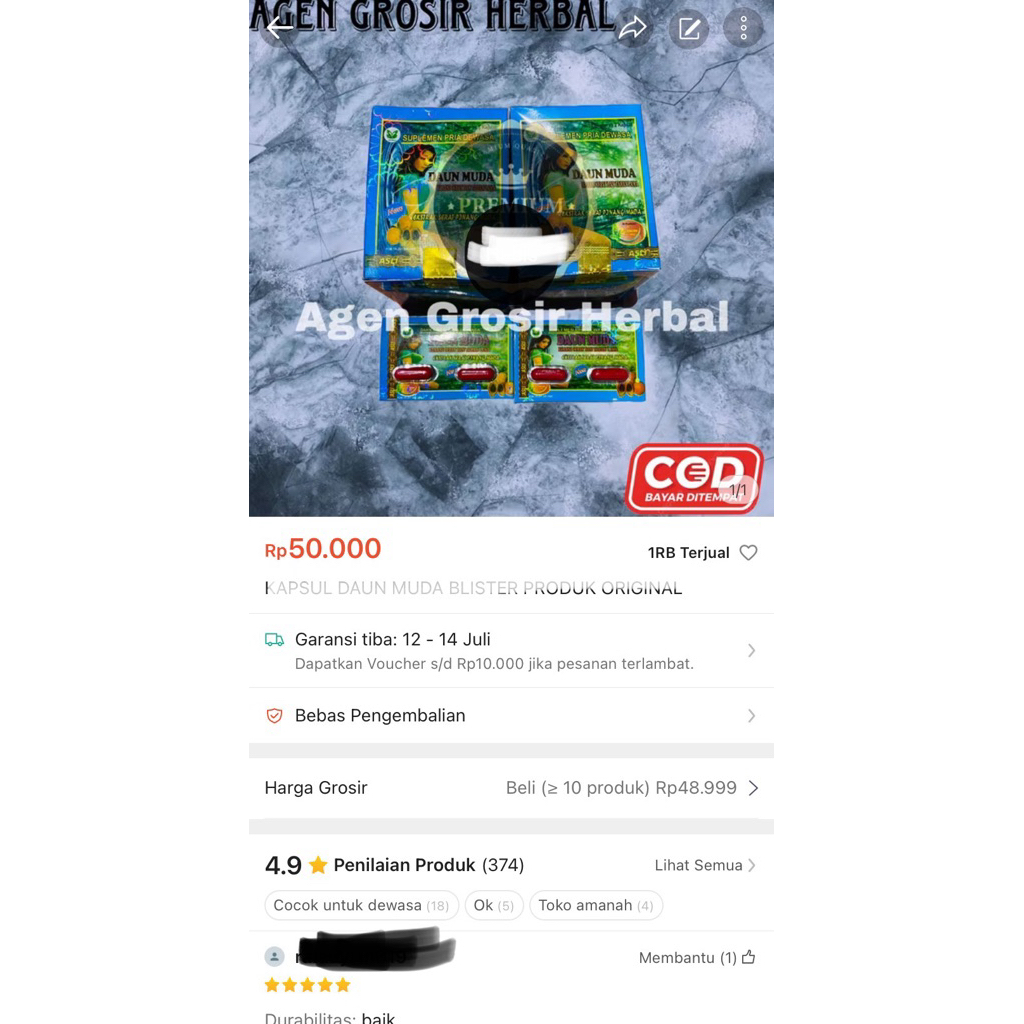 

DAUN MUDA KAPSOL BLISTER