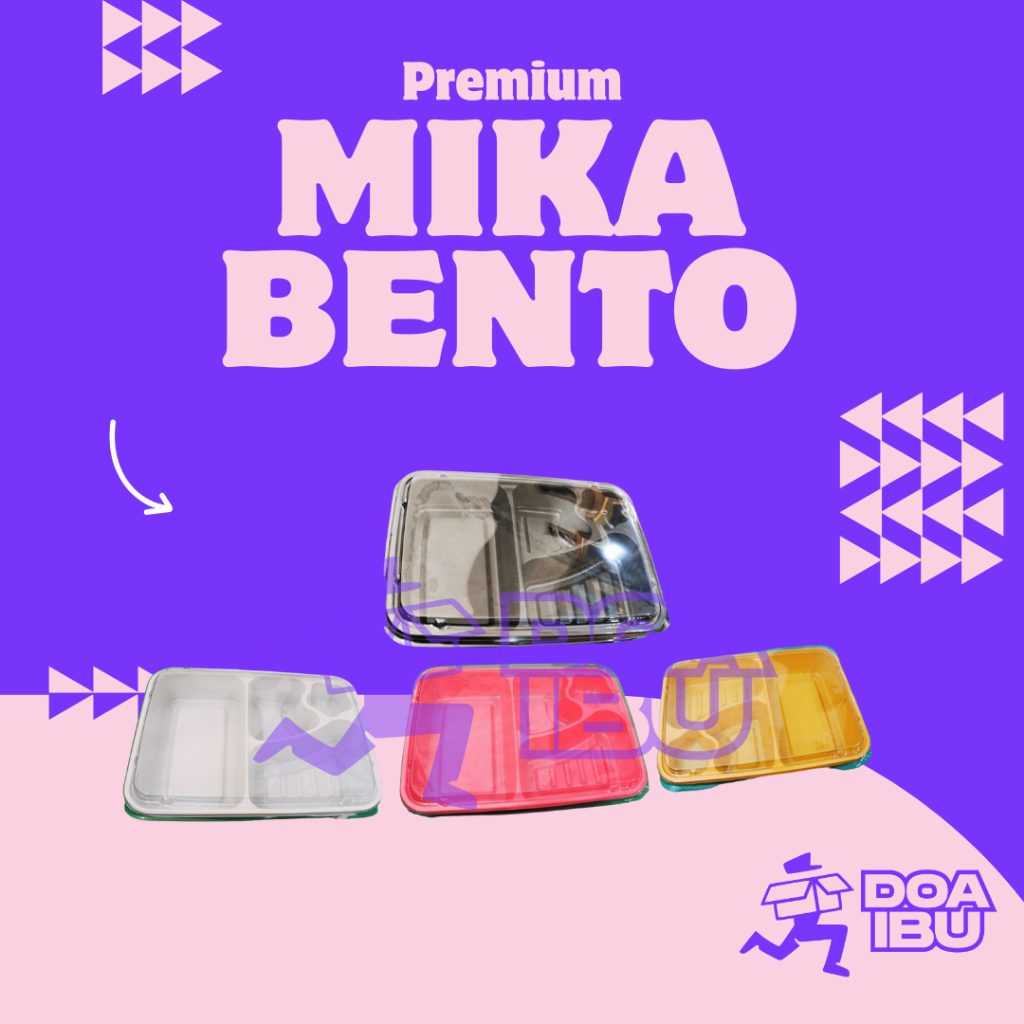 [50 biji] mika bento mini / mika bento mini hitam dan warna, size 14.7 x 18. 7 x 3.7 cm termasuk tut