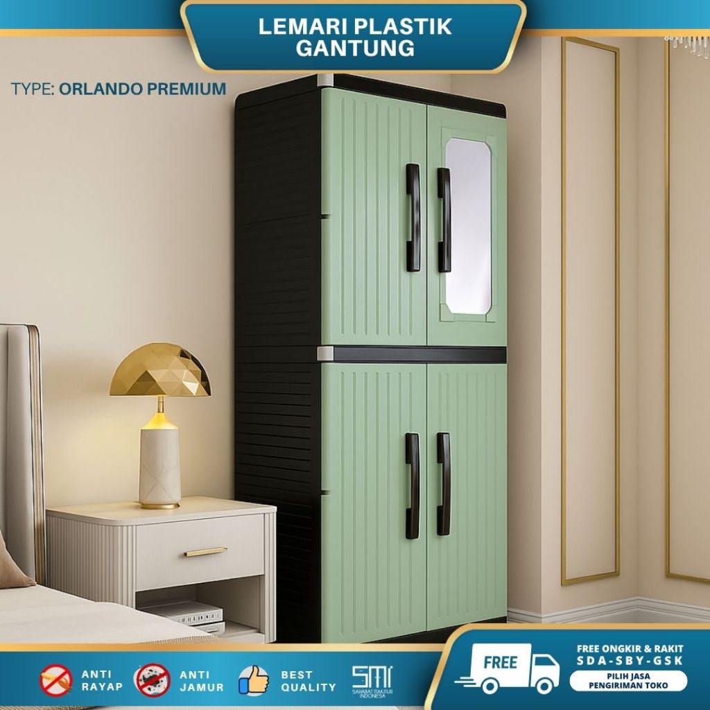 Lemari Pakaian Plastik Orlando Premium / Lemari Baju Anak Plastik Tebal / Lemari Serbaguna