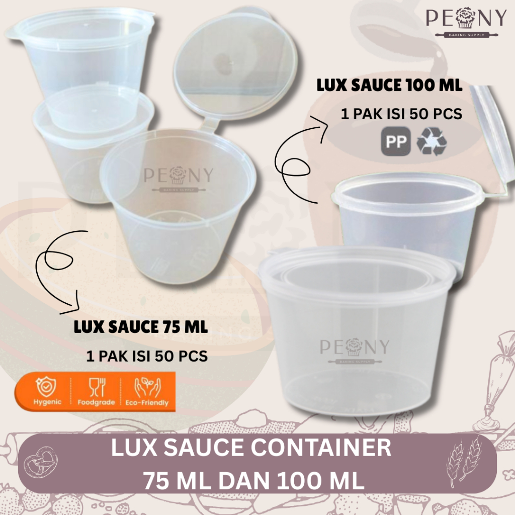 ( 50 PCS ) LUX SAUCE CONTAINER 75 ML DAN 100 ML/TEMPAT UNTUK SAUCE/TEMPAT UNTUK SAUCE MAKANAN