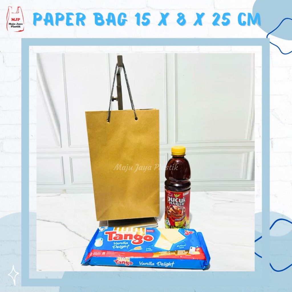 

(12 PCS) Paper Bag Coklat 15x25 cm Tas Kertas Coklat Kantong Belanja Goodie Bag Souvenir Ulang Tahun