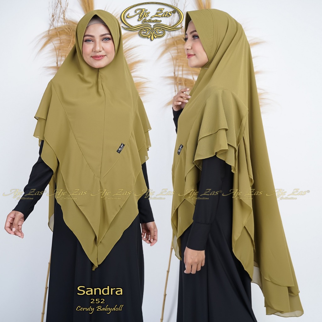 AJE ZAS -  hijab Bergo Jumbo Pet Antem Kode - SANDRA Bahan Ceruti BabyDoll