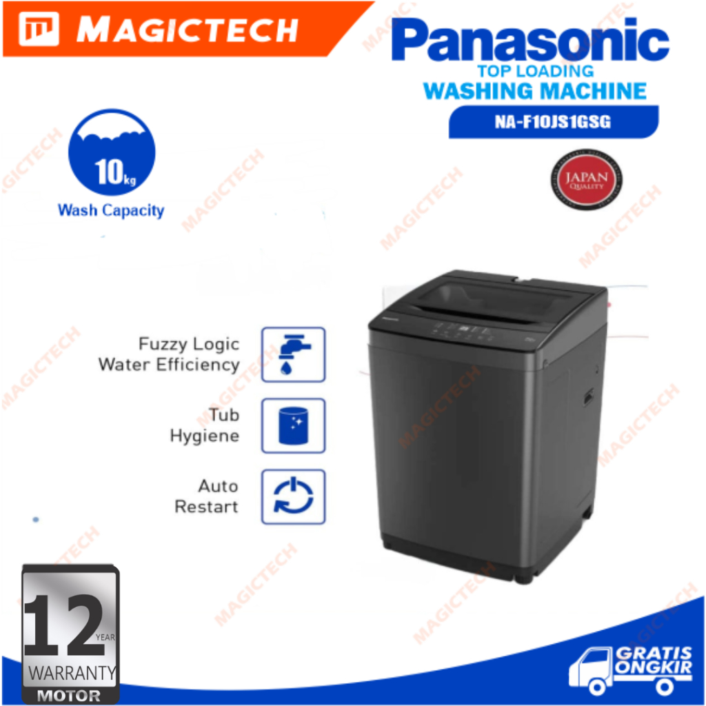 PANASONIC MESIN CUCI TOP LOADING 1 TABUNG 10 KG NA-F10JS1GSG
