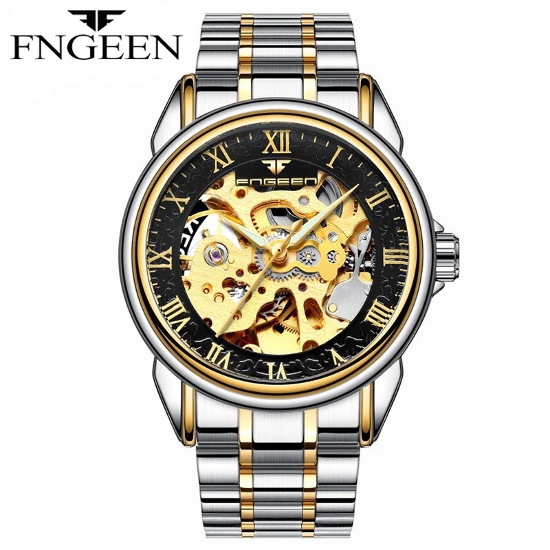 FNGEEN 8866 Jam Tangan Pria Original Anti Air Stainless Steel Quartz Automatic Watch+Kotak Gratis