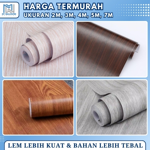 Wallpaper Dinding Stiker Motif Serat Kayu Jati Abu Walpaper Dingding Sticker Lemari Wood Anti Air