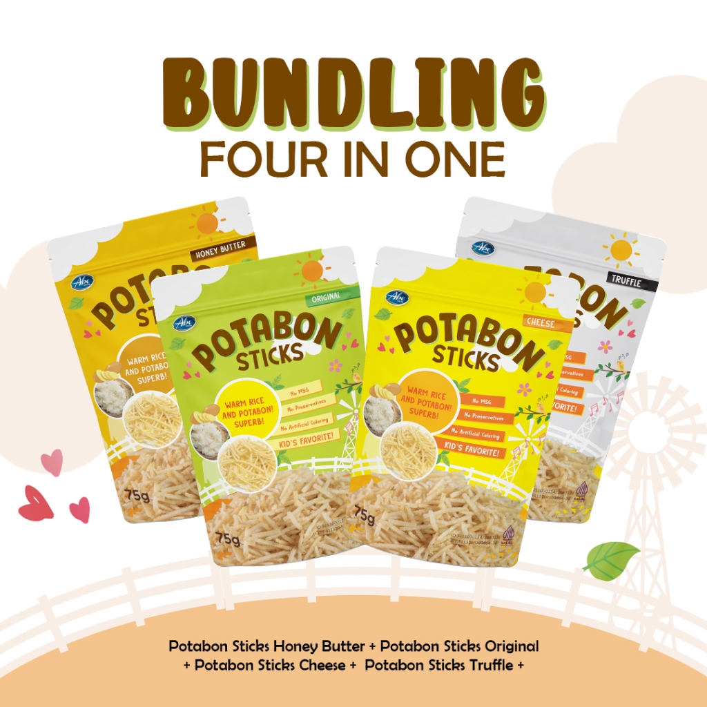 

Abe Food Potabon Sticks Bundle 4 pcs All Variant/ Potato Abon Anak/ Cemilan Kentang Crunchy