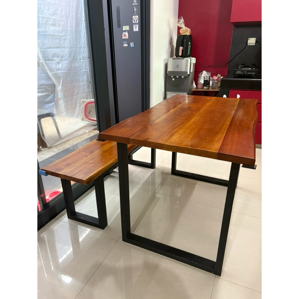 Meja makan kayu murah no ikea dining table set