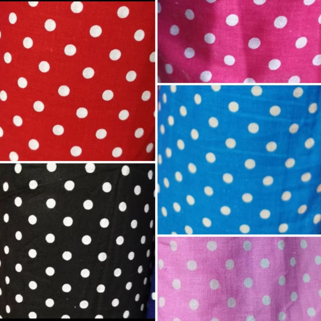 Kain Katun Jepang Motif Polkadot meteran / Kain Katun Corak Bunga / Katun Jepang Karakter Motif Anak