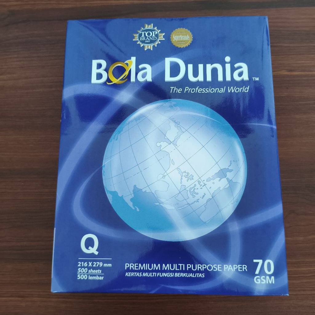 

Kertas HVS Bola Dunia Q 70gsm, Kertas Fotocopy / Print Ukuran Quarto