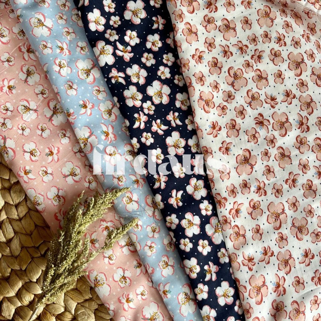 kain katun paris motif bunga -bunga