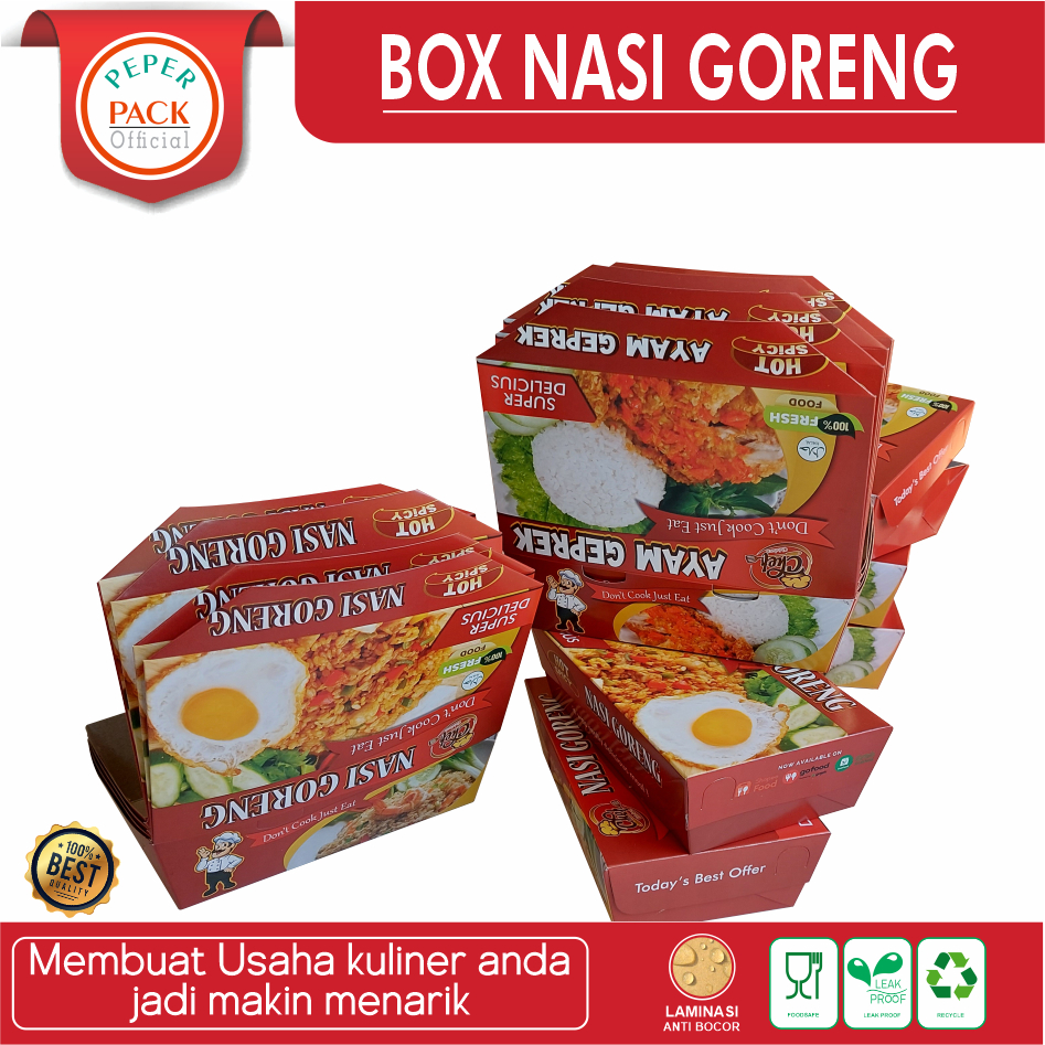 Dus Nasi Goreng Lunch Box Paper Kotak Makan/dus takeaway/dus makanan murah paket isi 35