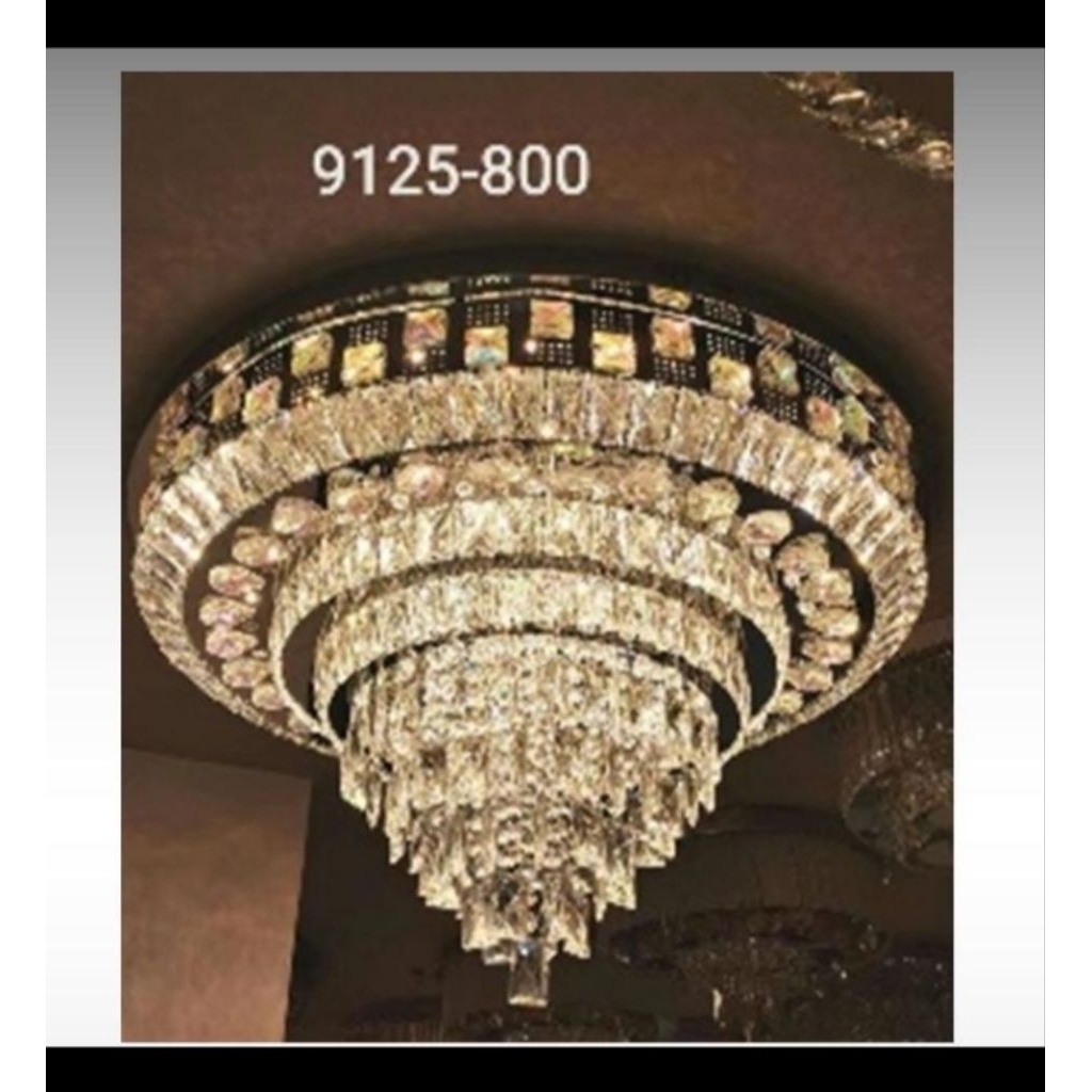 { GRADE A } Lampu Hias Plafon Linear LED Dinding atap indah mewah Crystal void lingkaran motif layer