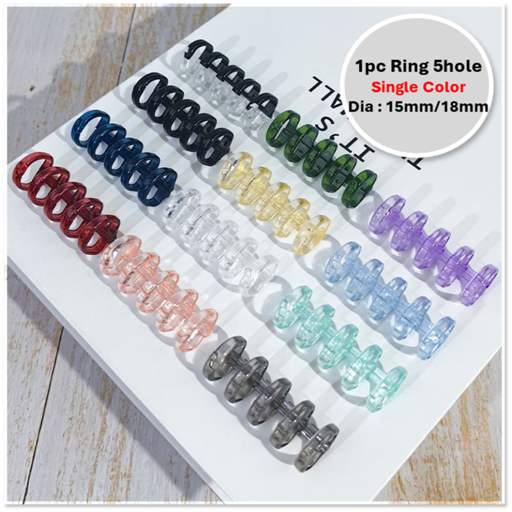 

LovelyCraftStore | 1pc Ring Binder 5hole, Ring Binder Single Color dia. 15mm or 18mm, Circle Binding Clips Clamps Office Binding