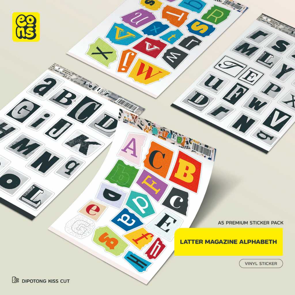 

Stiker Pack LATTER MAGAZINE ALPHABETH Waterproof Aesthetic- untuk Laptop, Motor, dan Helm - Paper Stationery