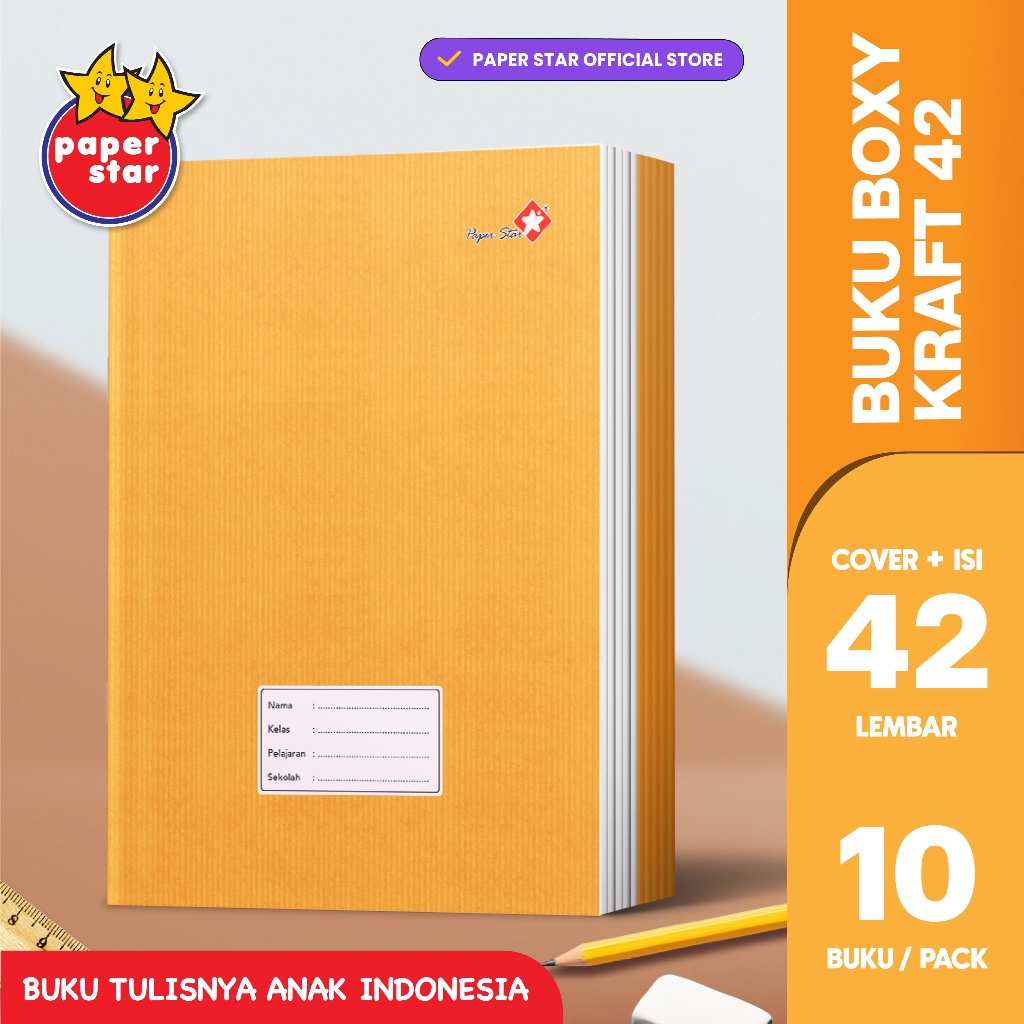 

Buku Tulis Boxy 42 Paperstar Kraft Coklat Isi 5 / 10 Buku