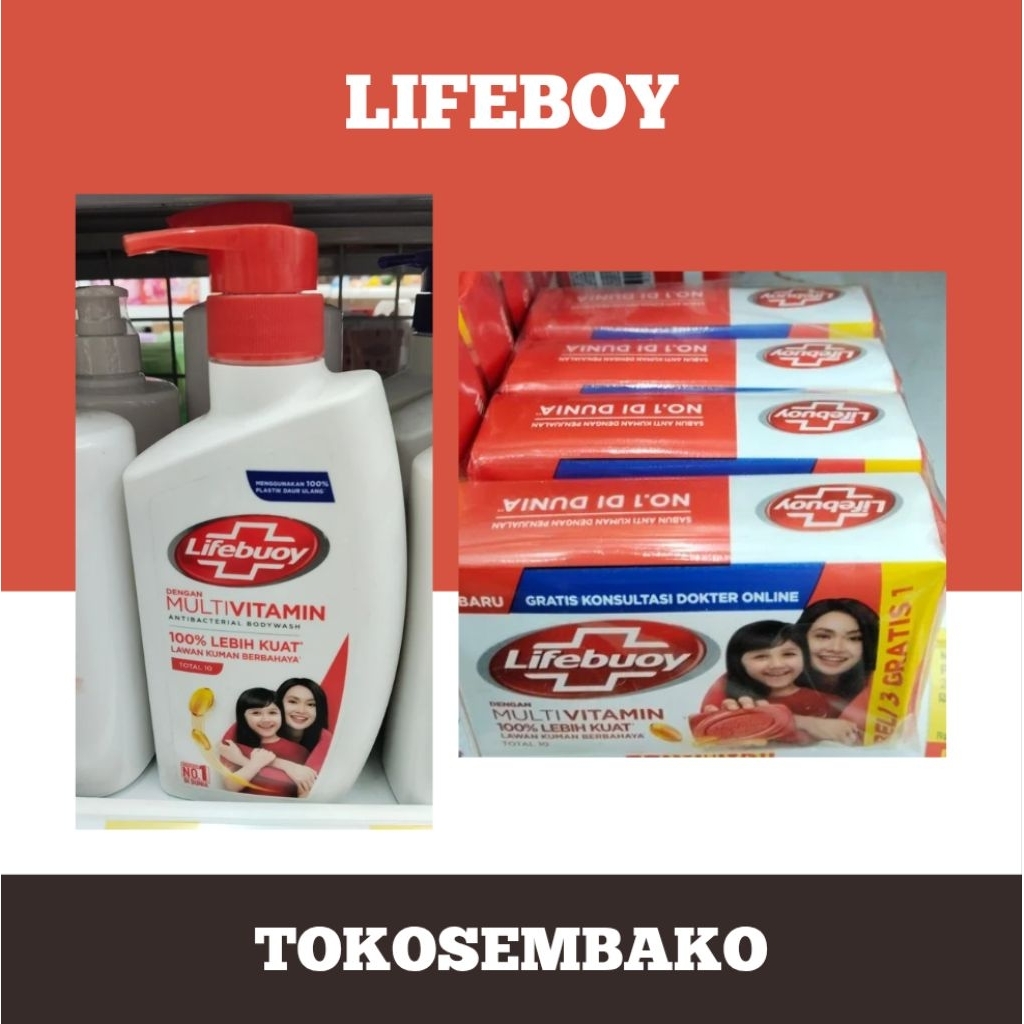 Sabun Mandi Lifeboy (Botol / Batang Isi 4)