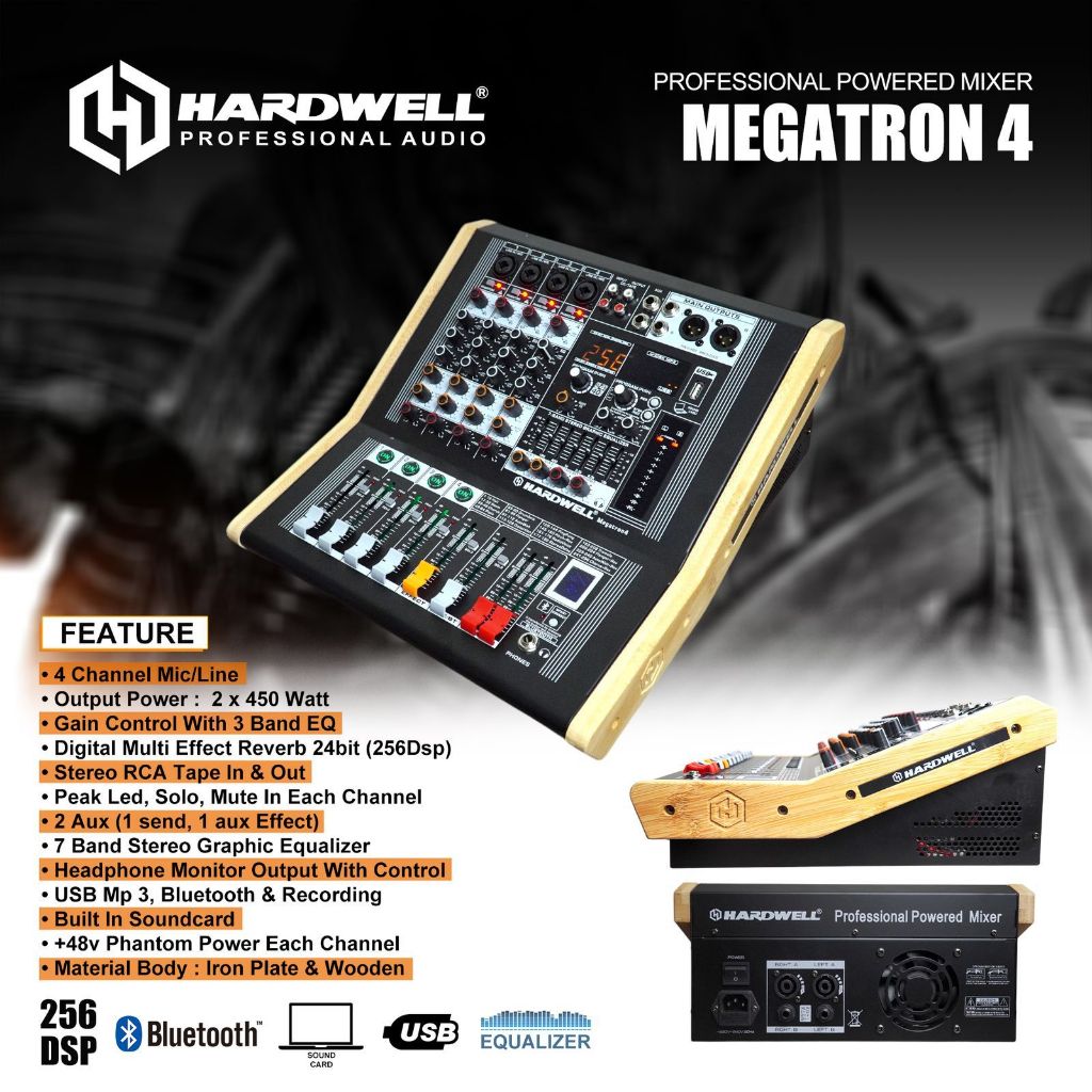 Power Mixer 4 Ch Hardwell Megatron4 Megatron 4 Original