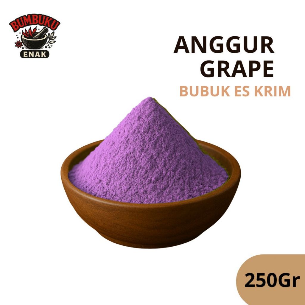 

Bubuk Es Krim Anggur Grape 250gr – Rasa Buah Segar Manis Asam, Siap Pakai untuk Dessert & Minuman