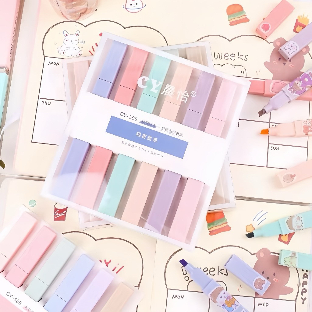 

Set 6 Highlighter Macaron Warna Retro Morandi - Pensil Marker untuk Catatan