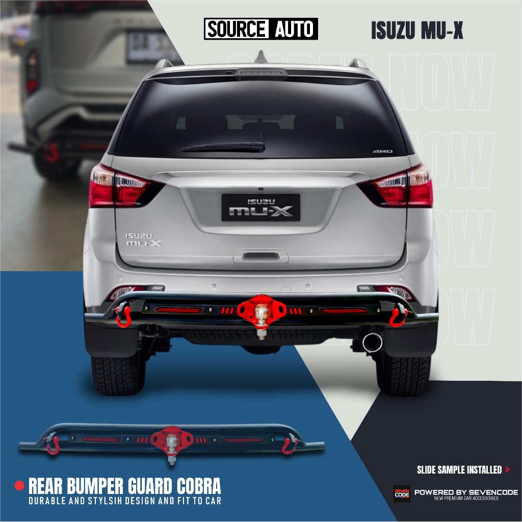 REAR FULL BUMPER GUARD COBRA - TOWING PENGAMAN BELAKANG BY SEVENCODE - ISUZU MUX MU-X 2013 - 2020