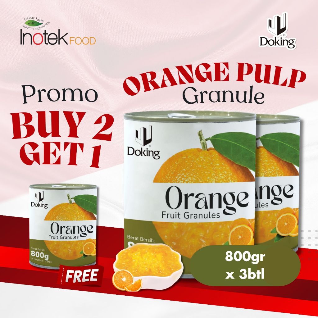

PROMO KEMERDEKAAN BELI 2 GRATIS 1 - Doking Canned Orange Granule 800gr x 3 kaleng