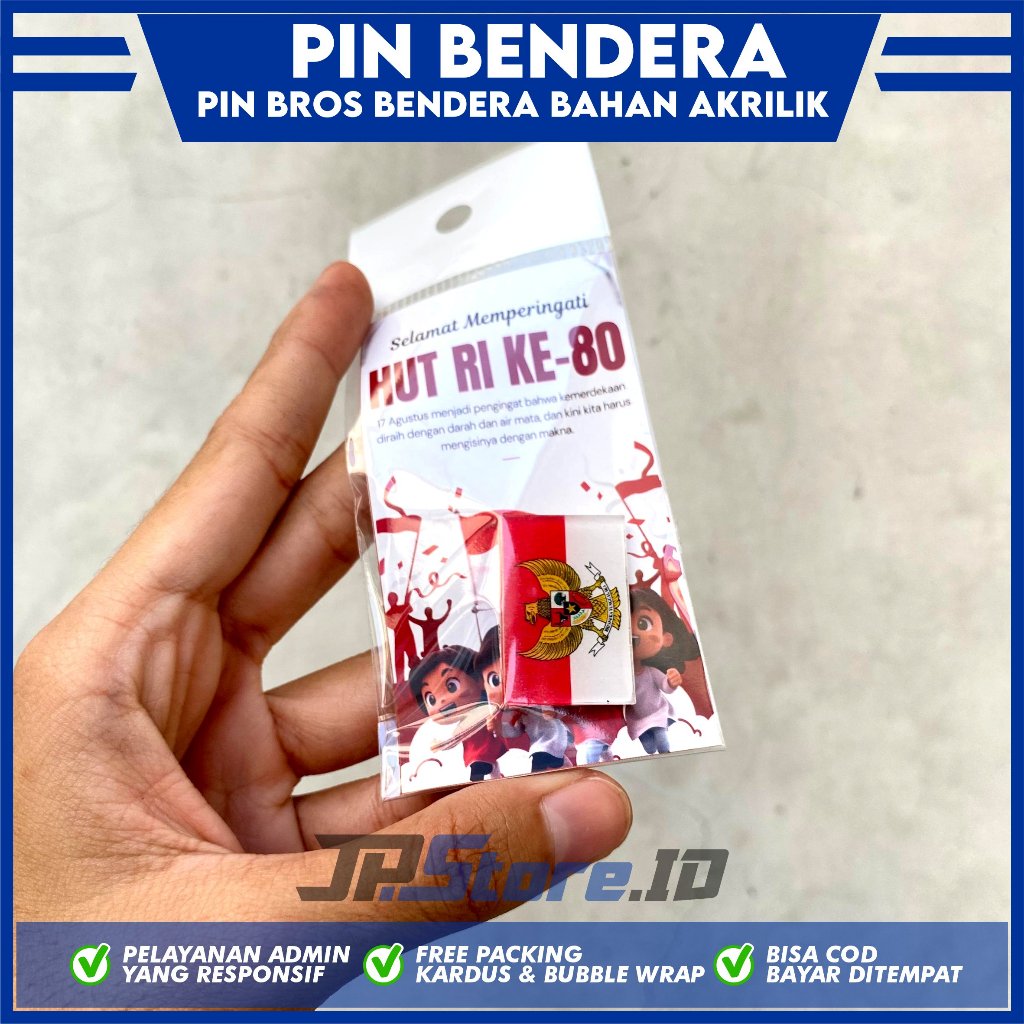 Pin Merah Putih Bahan Akrilik - Pin Bendera Agustusan