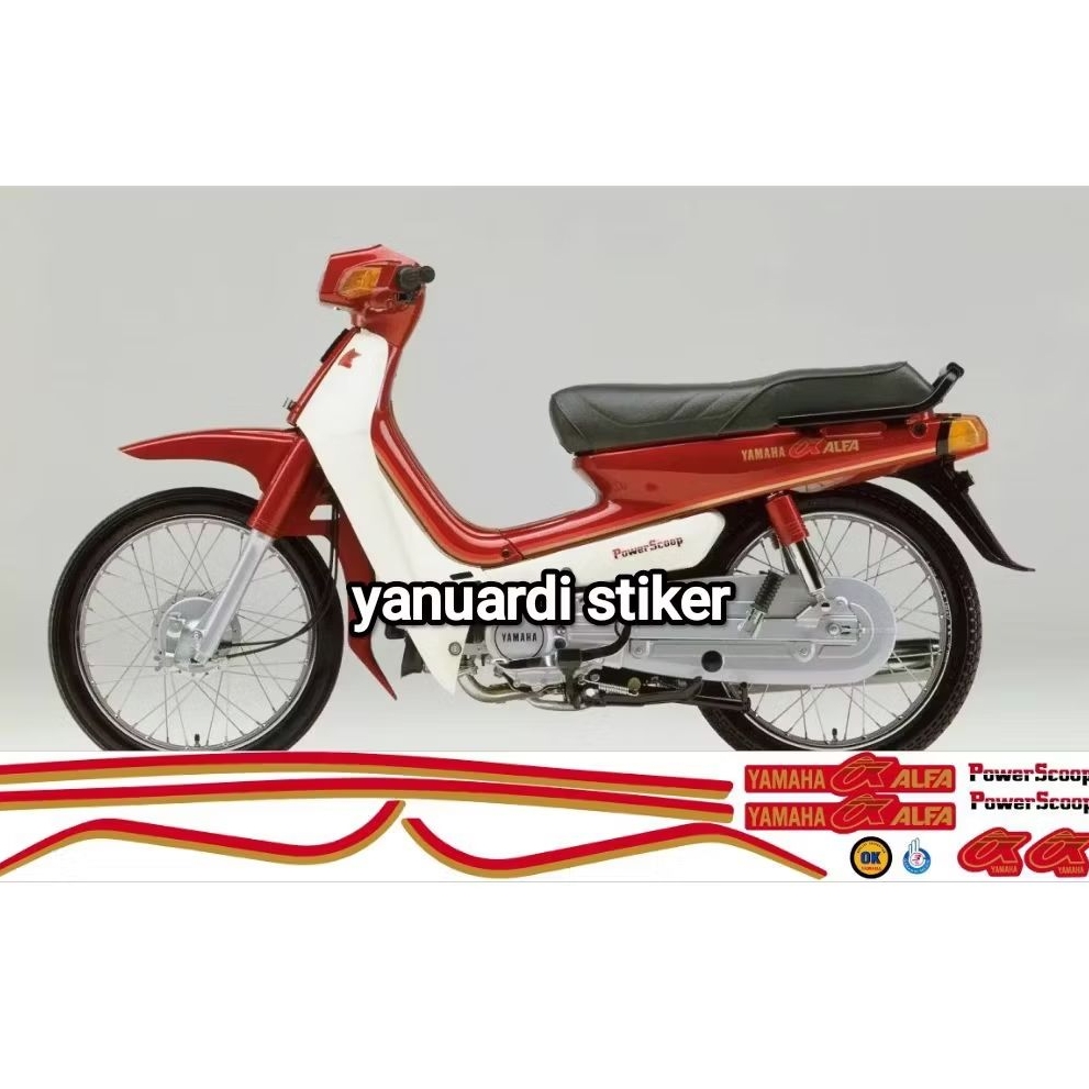 Striping stiker list yamaha v100 alfa tahun 1988 alfa 100 power scoop 1988