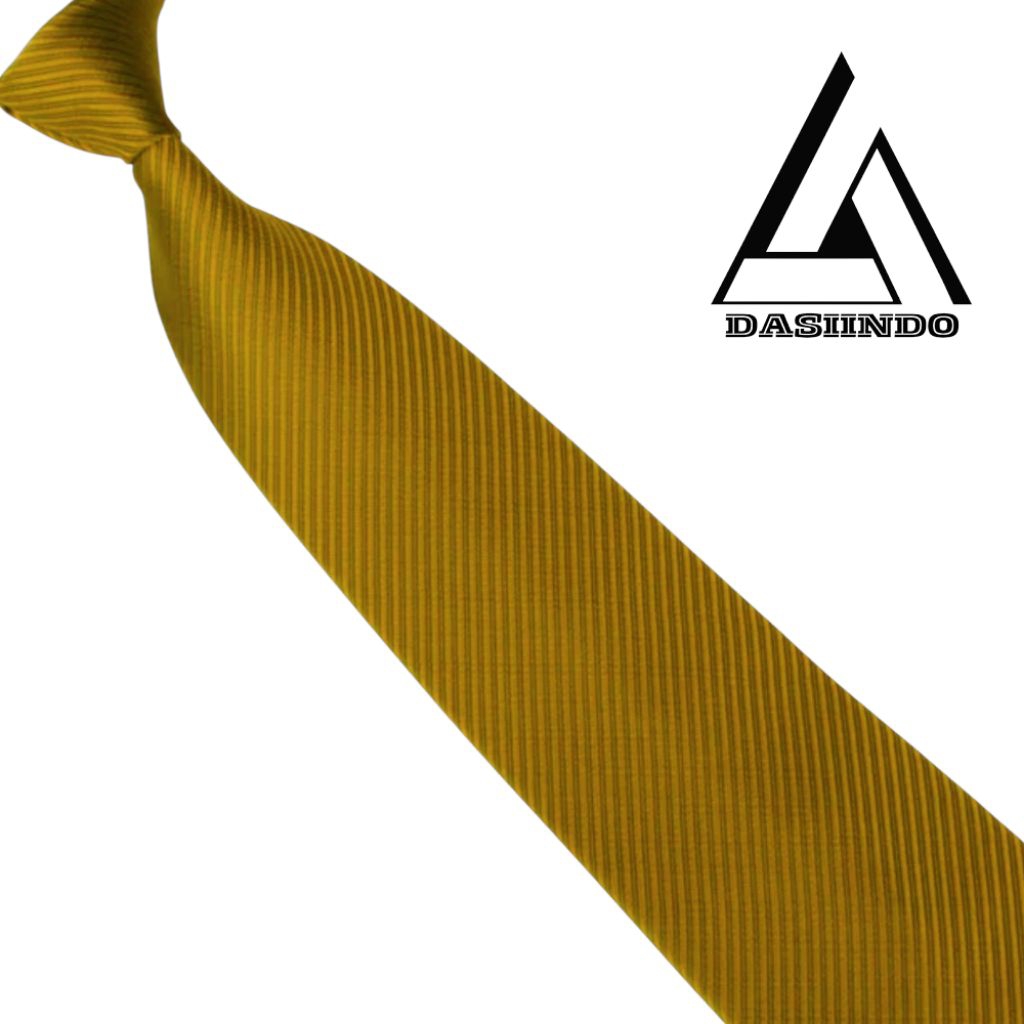 DASIINDO - Dasi Pria Instant Salur Siap Pakai Perekat Gold Tua + Jepit Dasi + Packing Bok