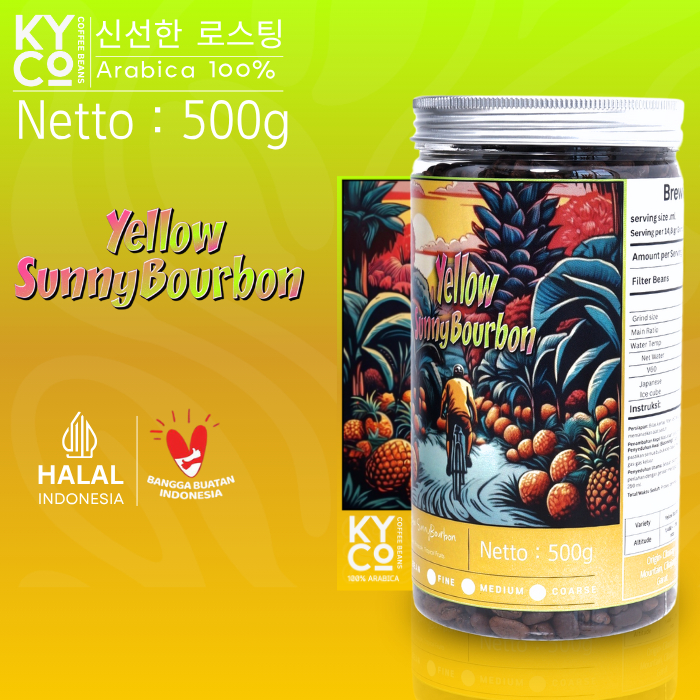

Biji Kopi Arabika Yellow SunnyBourbon 500 gram - Specialty Coffee | Roast Beans | Brewing | Medium Roast | Fillter | Blend Kopi | Kiyowo Coffee Roastery