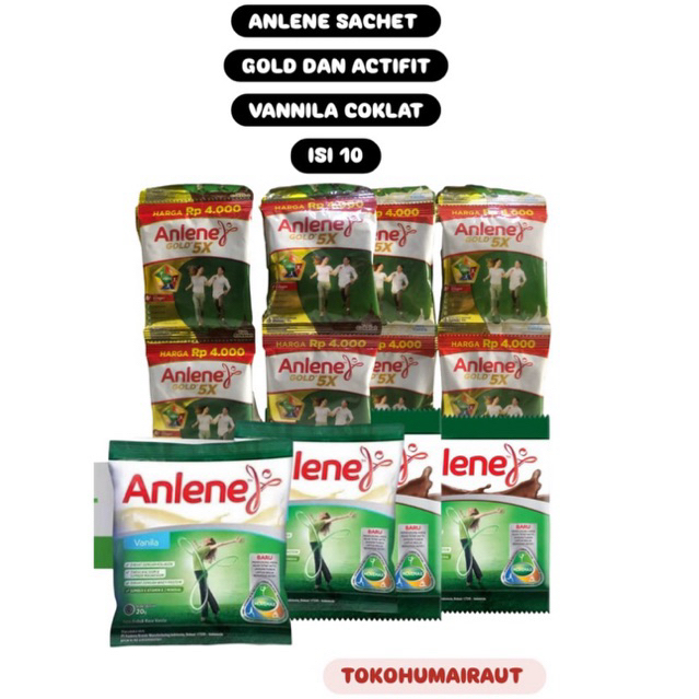 

ANLENE 11 SACHET GOLD 25GR / ACTIFIT VANILA 20GR COKLAT 22GR (11 SACHET) EXP JUNI SEPT 2026