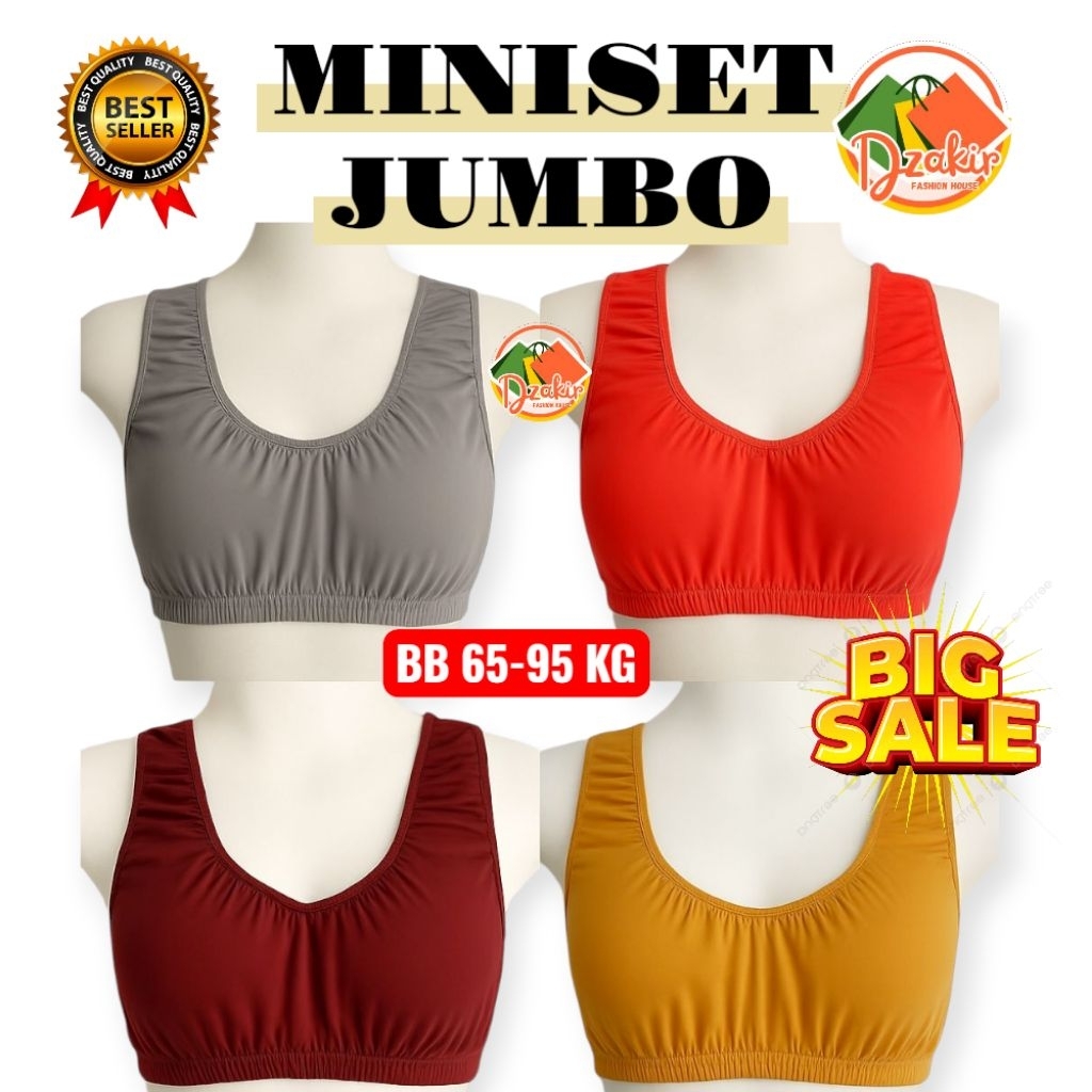 Miniset Jumbo Isi 5Pcs Ukuran Besar XXL Untuk Wanita BB 65-95Kg Bra Dalam Polos Motif Nyaman Lembut 