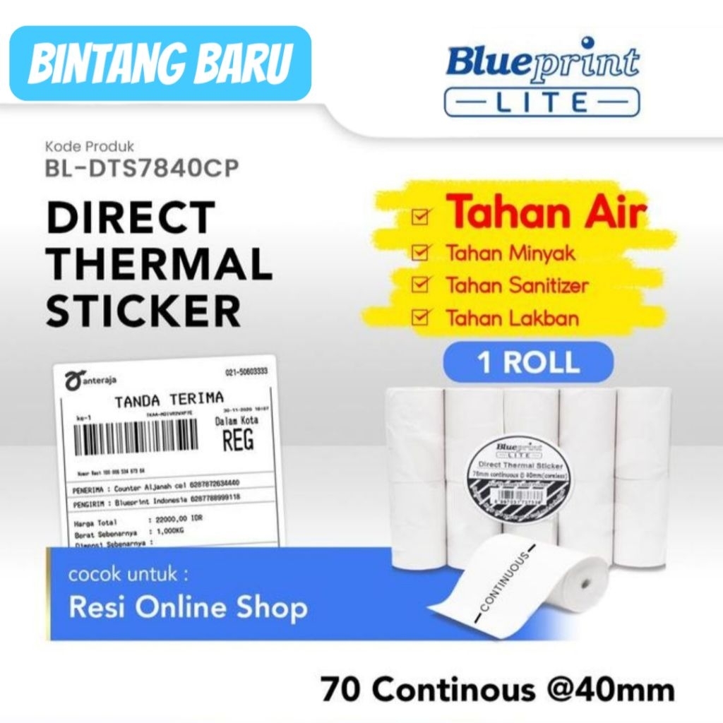 

Stiker Label Blueprint 78 Continuous 40mm Blueprint ECO 80 TD110BT