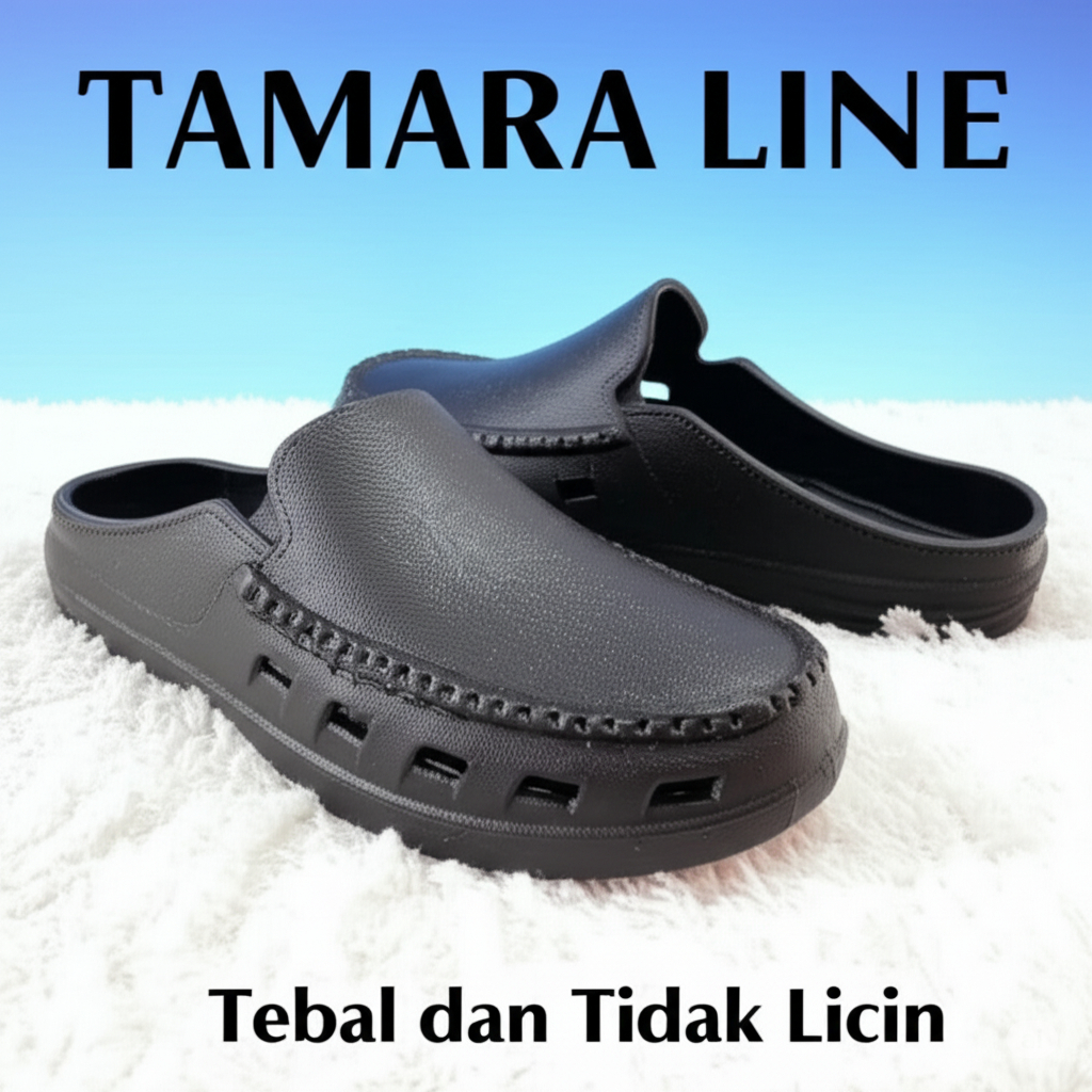 Sandal Selop Karet Pria Tamara Line 186 – Anti Licin & Tebal | Sepatu Sandal Slip On Nyaman