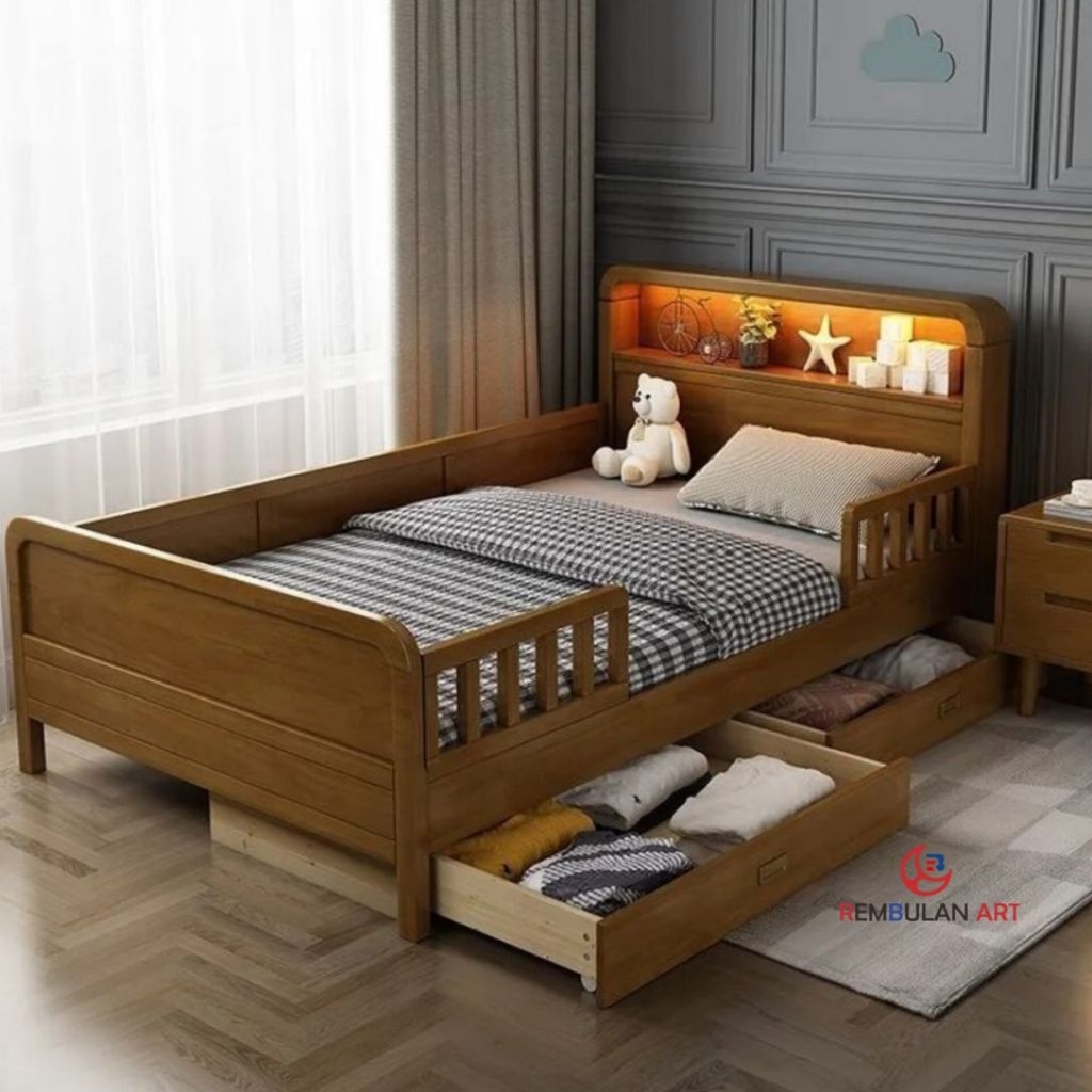 DIPAN ANAK MINIMALIS DIPAN LACI MODERN DIPAN JATI