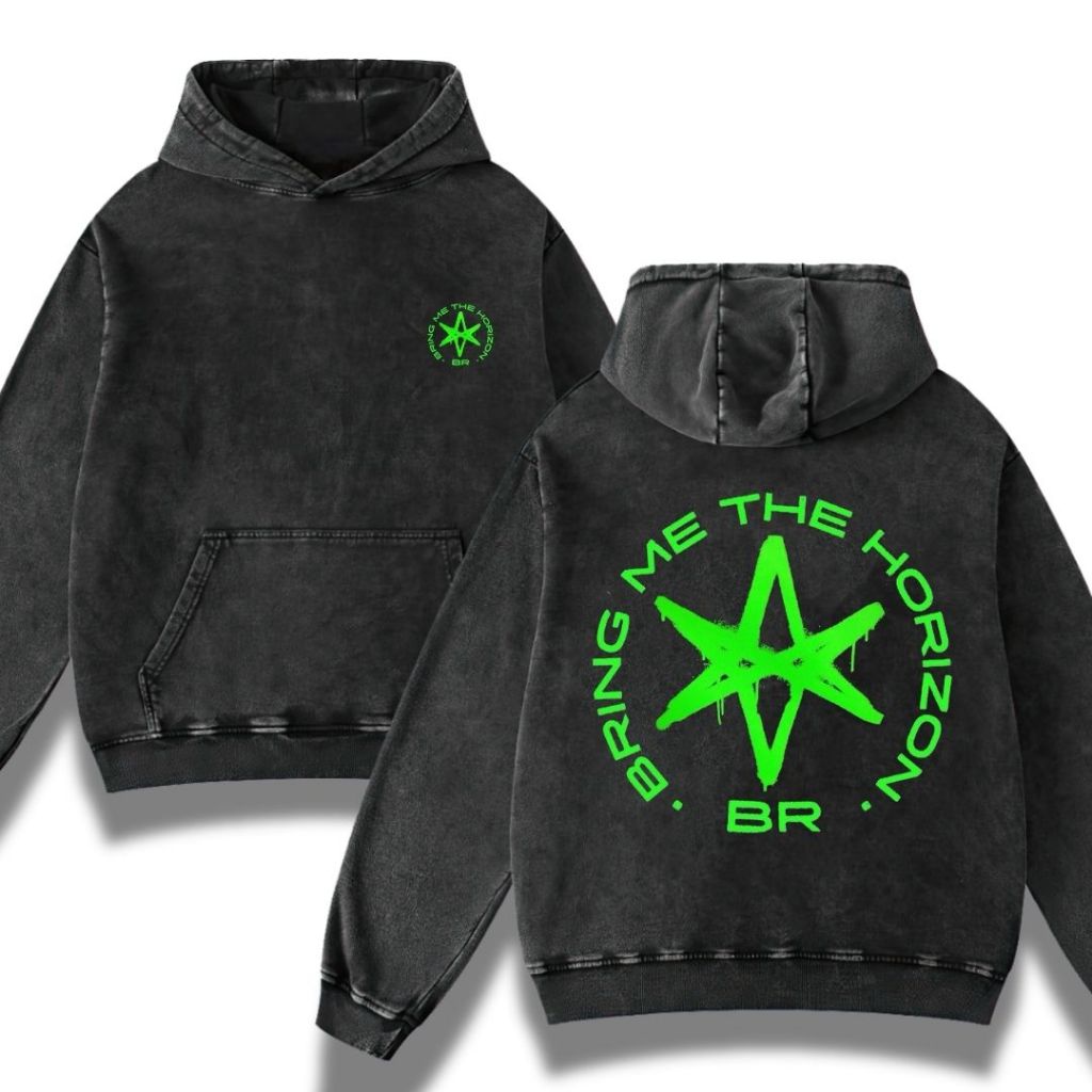 Psycho Crucify "Bring Me The Horizon" Stone Wash Hoodie | Washing | Jaket | Hoodie Band | BMTH | Hoo