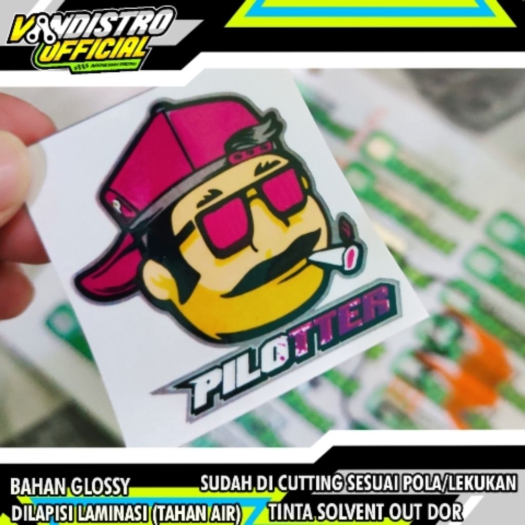stiker pilloter kotak glos