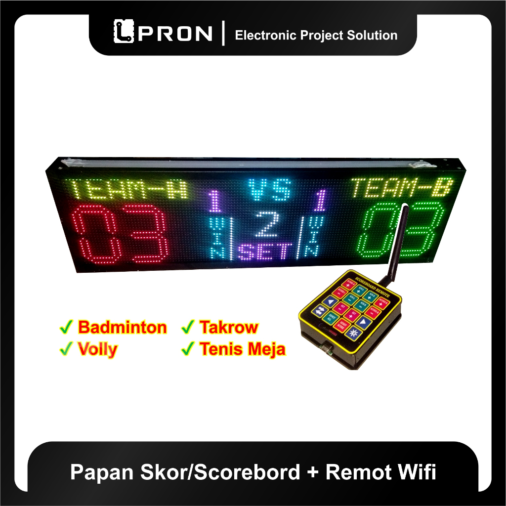 Papan Skor Digital Remot Wifi - Scoreboard Custom