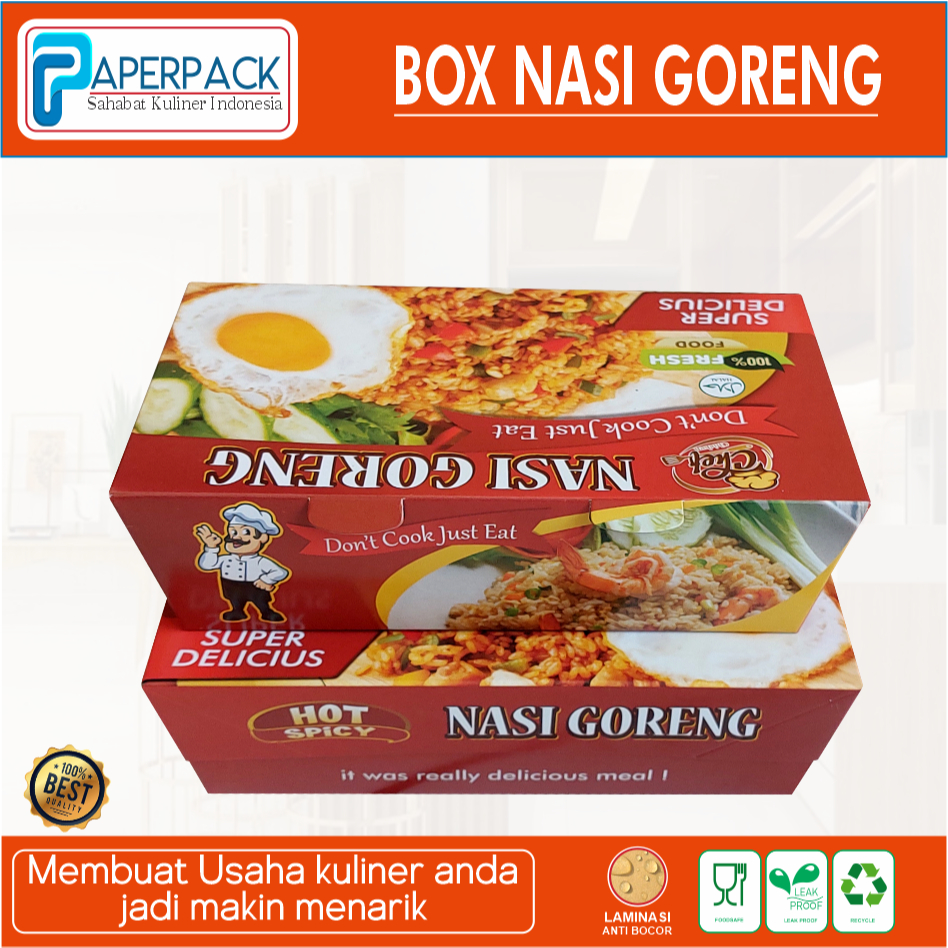Dus Nasi Goreng Kotak Nasi Ayam Lunc Box Kotak Makan Laminasi Ivory Premium