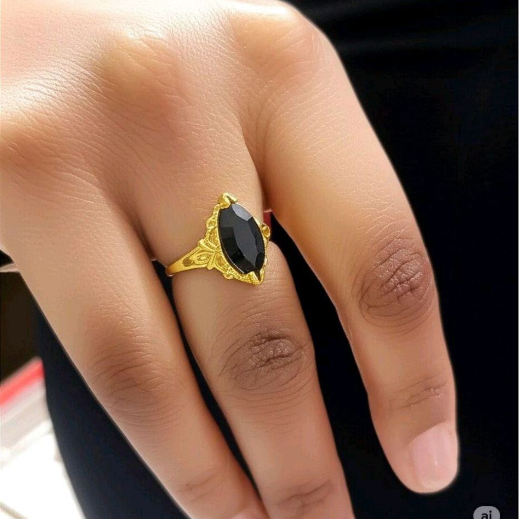 Cincin permata hitam JEWELRY koin