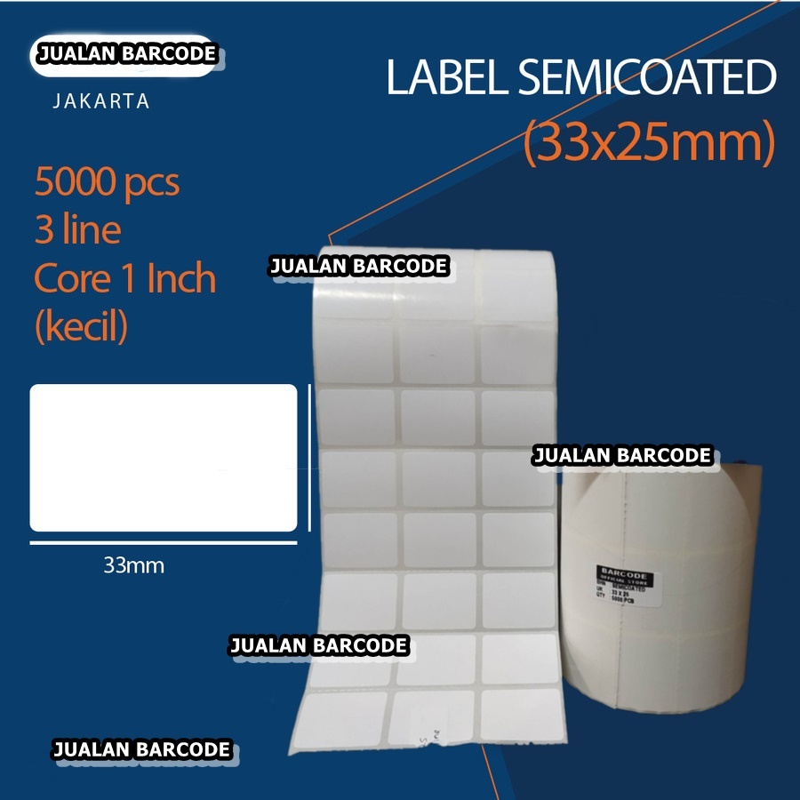 

KERTAS LABEL STIKER SEMICOATED UK 33x25 | 33mm x 25mm | 3,3CM x 2,5cm 5000 PCS