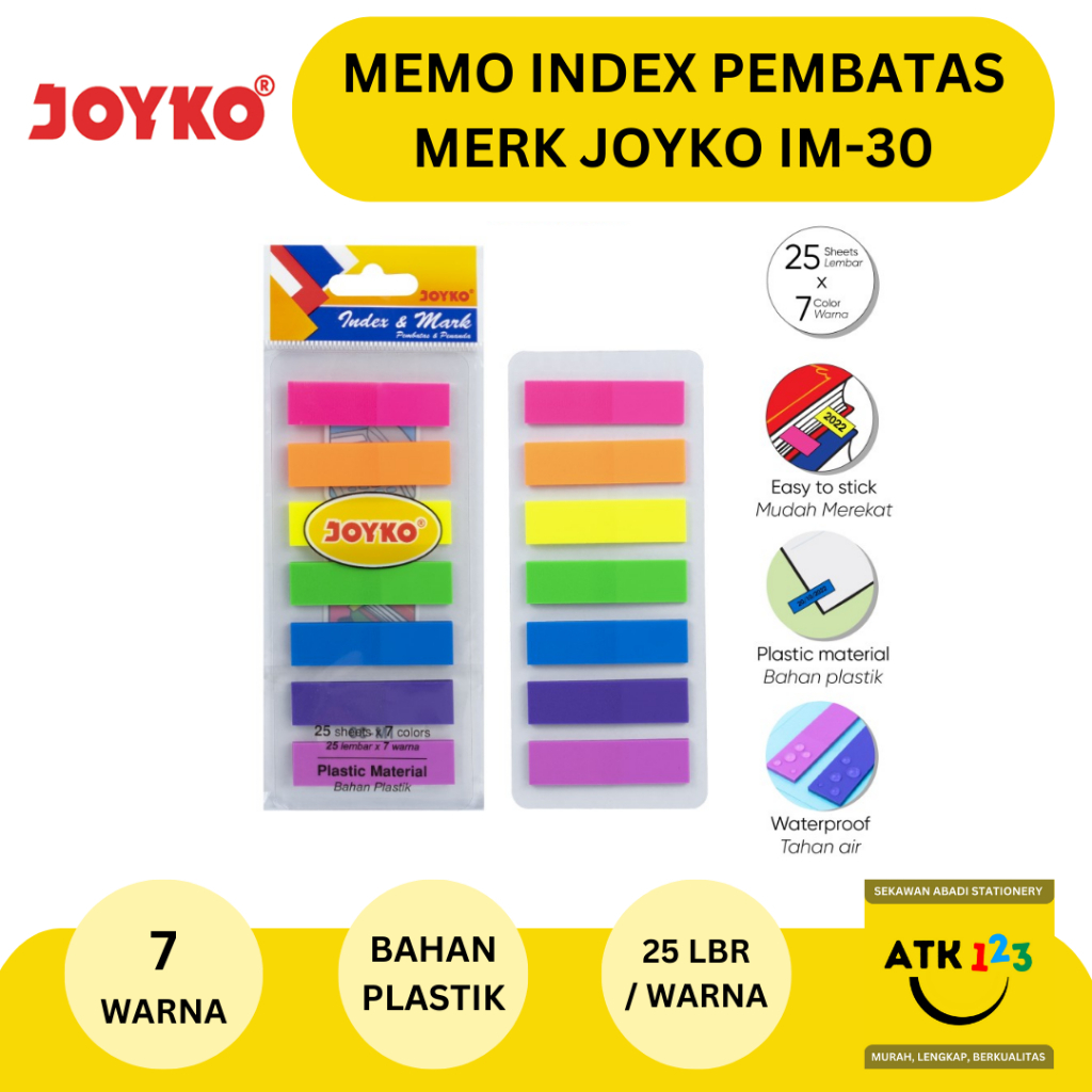 

JOYKO Sticky Note / Sign Here Merk Joyko IM-30 Bahan Plastik 7 Warna