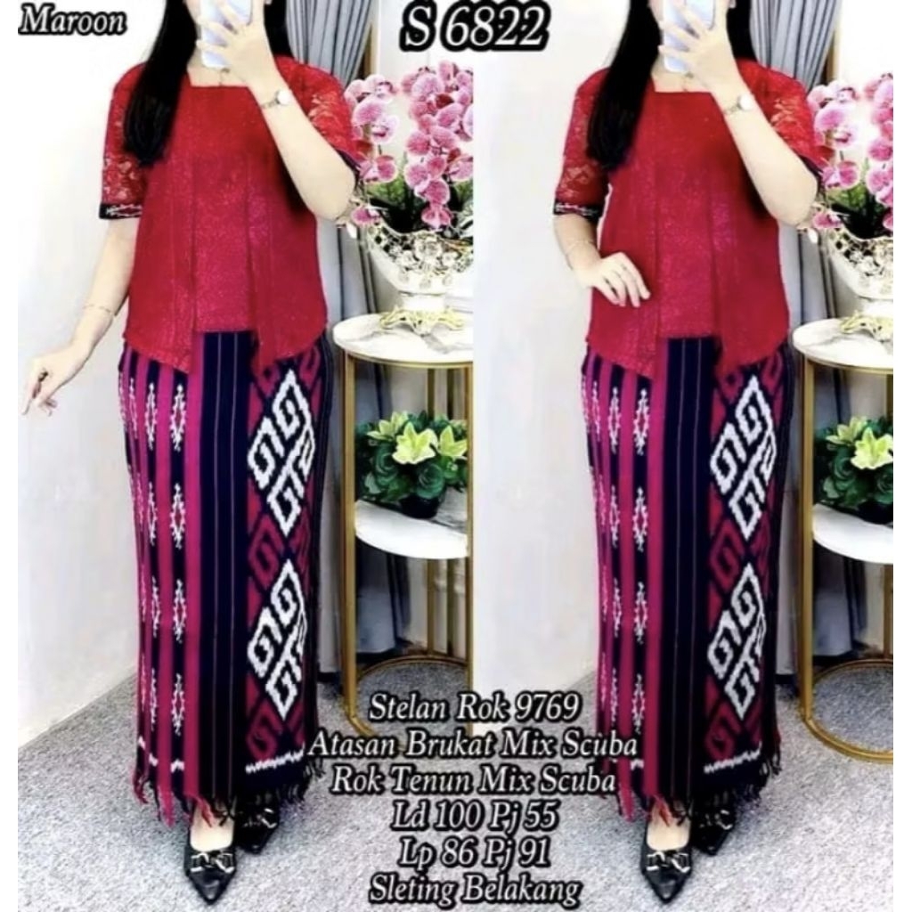 SETELAN WANITA ROK BLUS BRUKAT