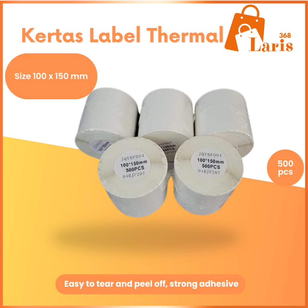 

Laris368 Kertas Thermal 100 x 150 mm Label Thermal Stiker Thermal isi 500 pcs