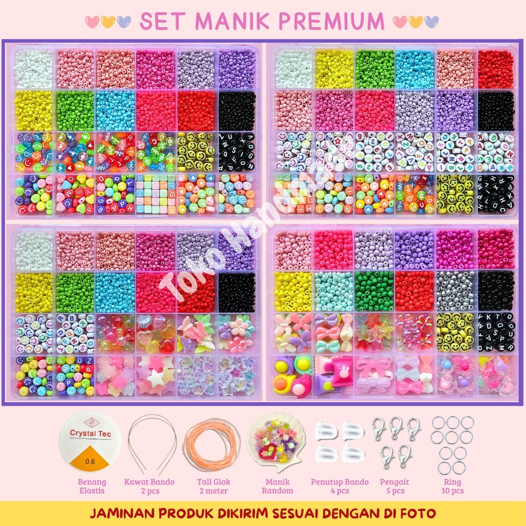Toko Handmade - Pernak Pernik Gelang 1 Box Mute Manik Manik - DIY Gelang Manik Manik Aesthetic - DIY