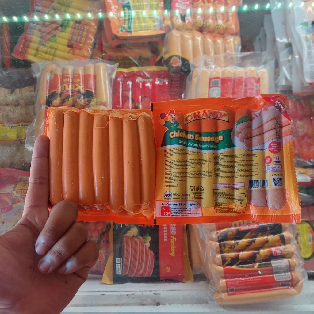 

Sosis champ isi 15 biji/sosis chiken sausage